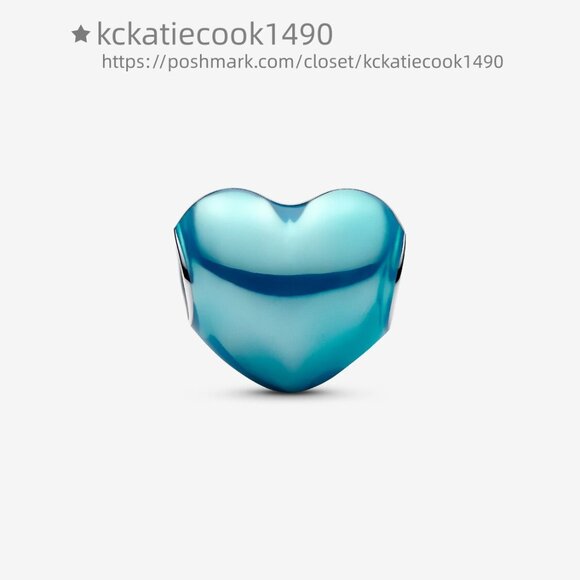 Pandora Metallic Sky Blue Heart Charm - Picture 2 of 6